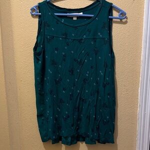 LOFT Dark Teal Floral Tank Top